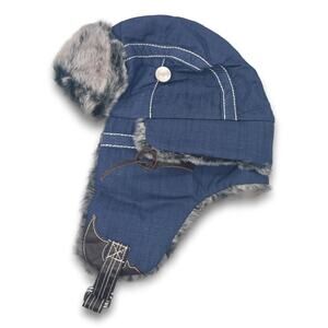 Denim Style Aviator Hat Supple Faux Fur Winter Ski Trooper Trapper Ear Flap Cap